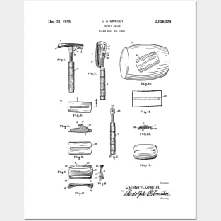 Safety Razor 1935 Patent Black Posters and Art